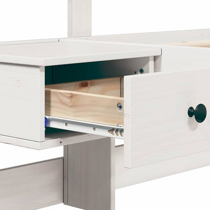 Bed Frame with Headboard White 140 x 190 cm Solid Pine Wood