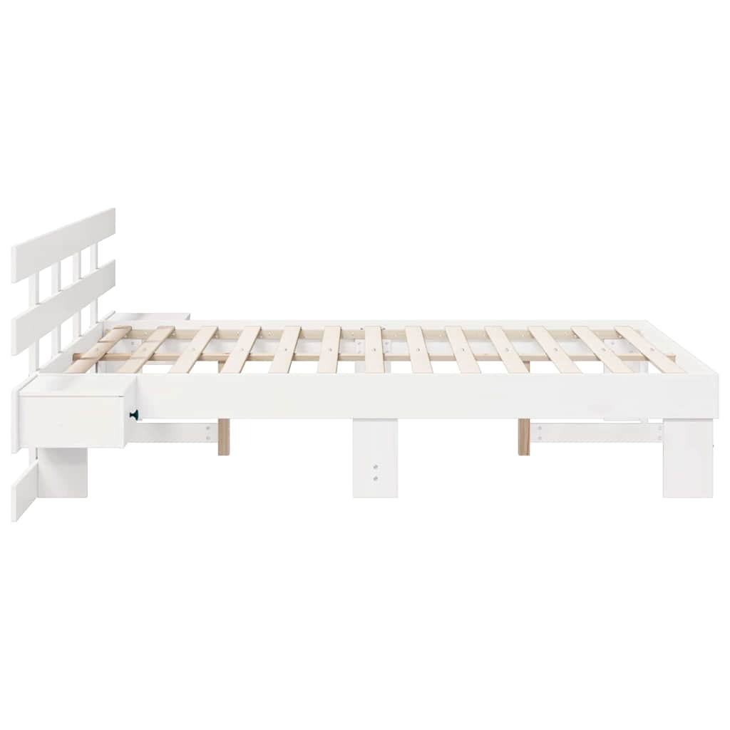 Bed Frame with Headboard White 140 x 190 cm Solid Pine Wood