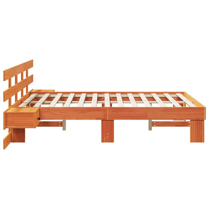 Bed Frame with Headboard Brown 140 x 190 cm Solid Pine Wood