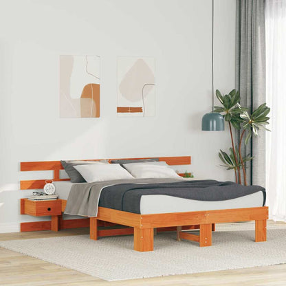 Bed Frame with Headboard Brown 135 x 190 cm Solid Pine Wood