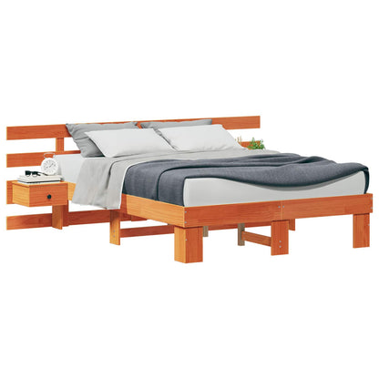 Bed Frame with Headboard Brown 135 x 190 cm Solid Pine Wood