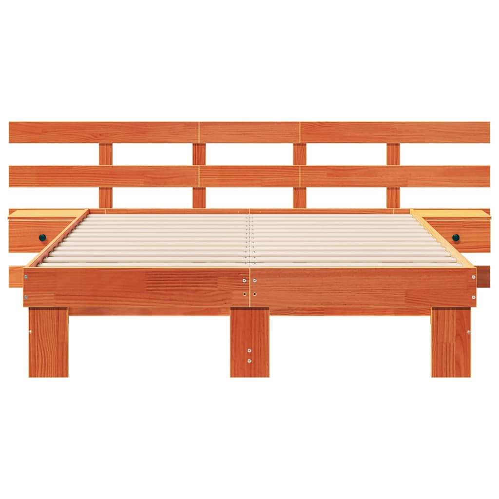 Bed Frame with Headboard Brown 135 x 190 cm Solid Pine Wood
