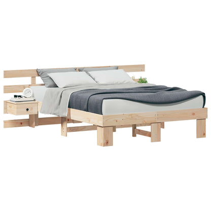 Bed Frame with Headboard Brown 120 x 190 cm Solid Pine Wood