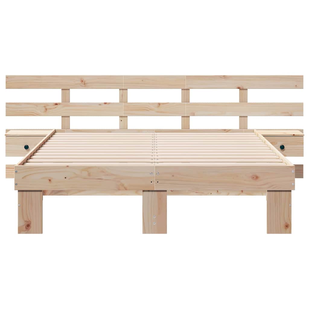 Bed Frame with Headboard Brown 120 x 190 cm Solid Pine Wood