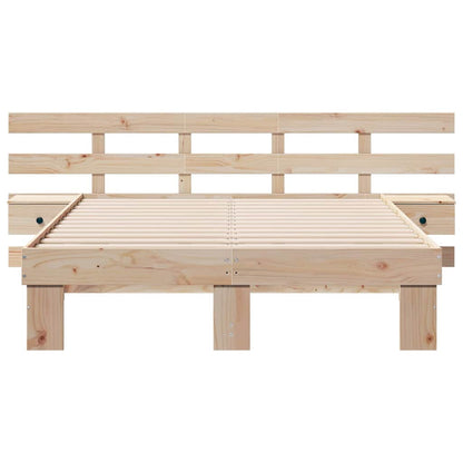 Bed Frame with Headboard Brown 120 x 190 cm Solid Pine Wood