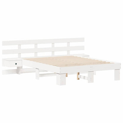 Bed Frame with Headboard White 120 x 190 cm Solid Pine Wood