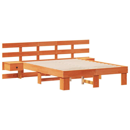 Bed Frame with Headboard Brown 120 x 190 cm Solid Pine Wood