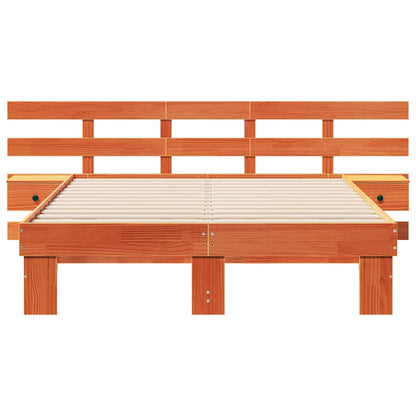 Bed Frame with Headboard Brown 120 x 190 cm Solid Pine Wood