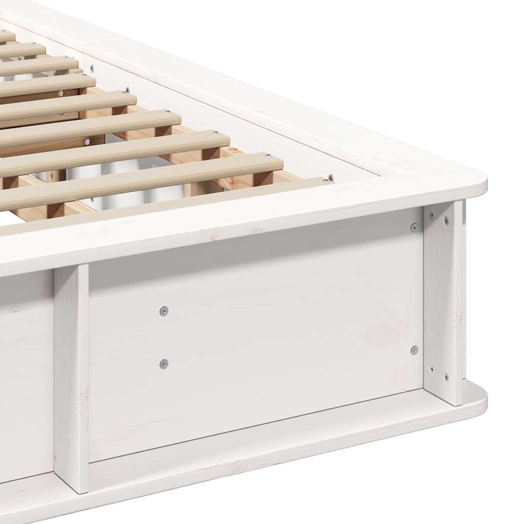 Bed Frame White 200 x 200 cm Solid Pine Wood