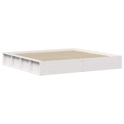 Bed Frame White 200 x 200 cm Solid Pine Wood