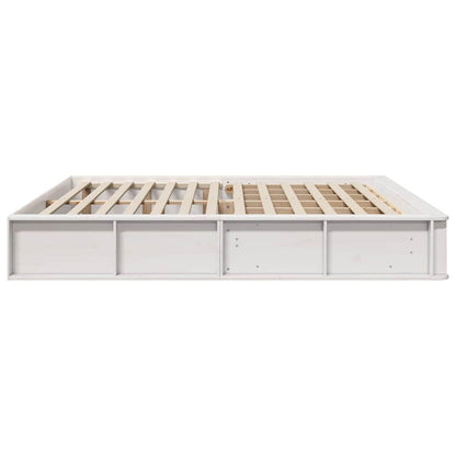 Bed Frame White 200 x 200 cm Solid Pine Wood