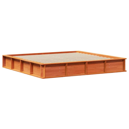Bed Frame Wax Brown 200 x 200 cm Solid Pine Wood