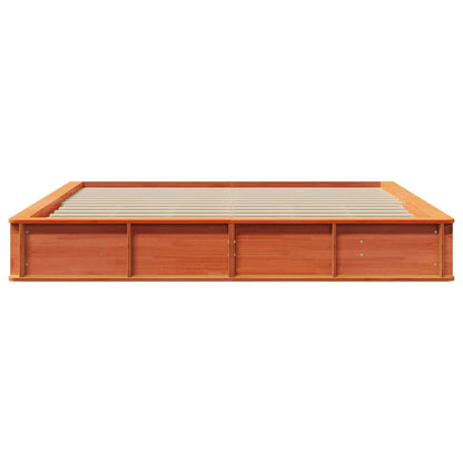 Bed Frame Wax Brown 200 x 200 cm Solid Pine Wood