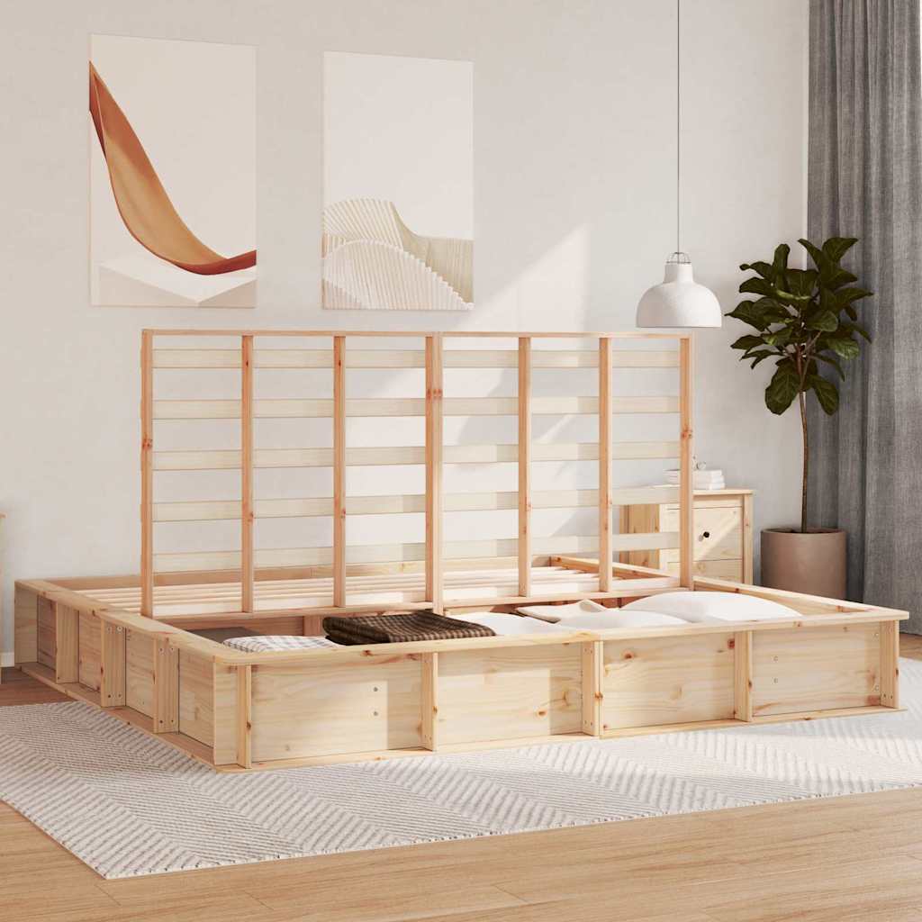 Bed Frame Brown 180 x 200 cm Solid Pine Wood