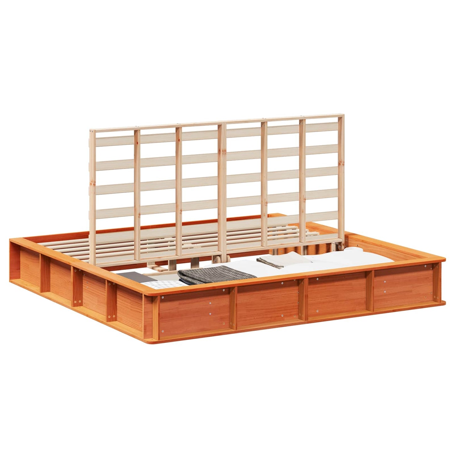 Bed Frame Wax Brown 180 x 200 cm Solid Pine Wood
