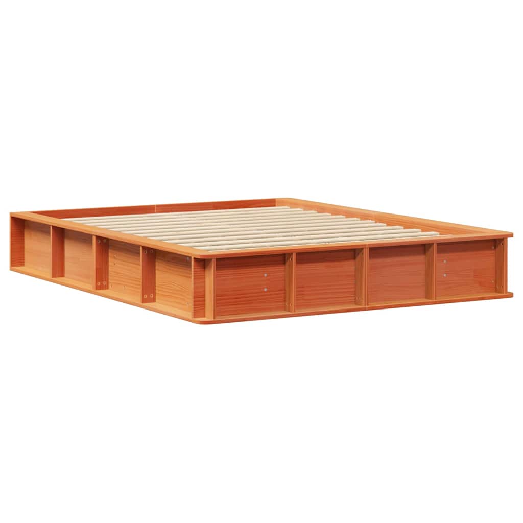 Bed Frame Wax Brown 160 x 200 cm Solid Pine Wood