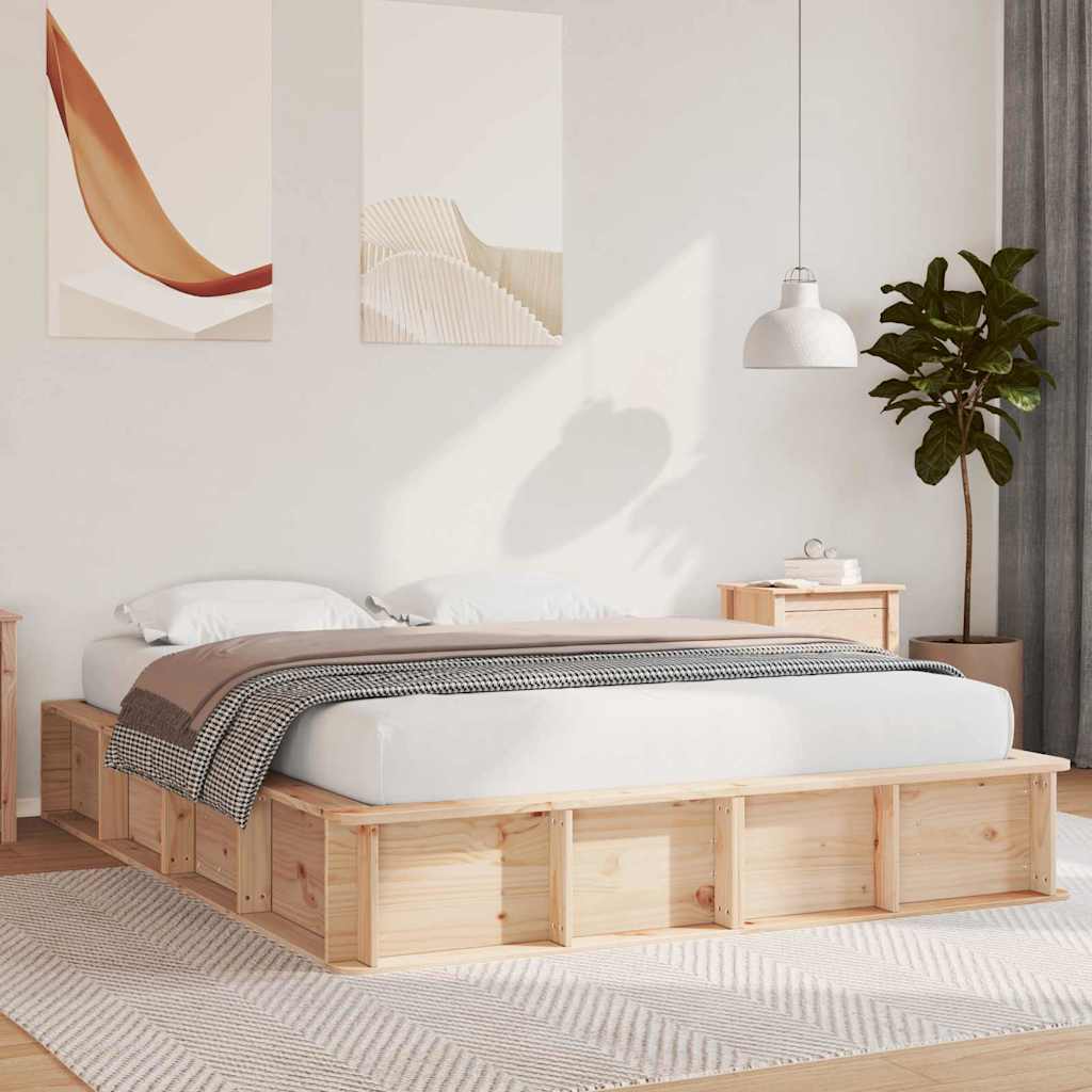 Bed Frame Brown 150 x 200 cm Solid Pine Wood