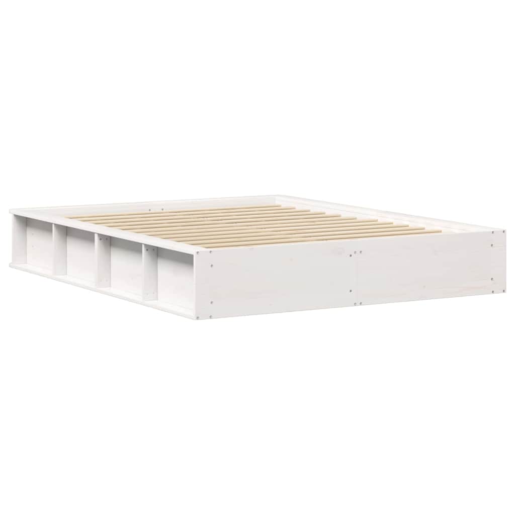 Bed Frame White 150 x 200 cm Solid Pine Wood