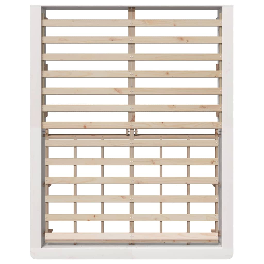 Bed Frame White 150 x 200 cm Solid Pine Wood