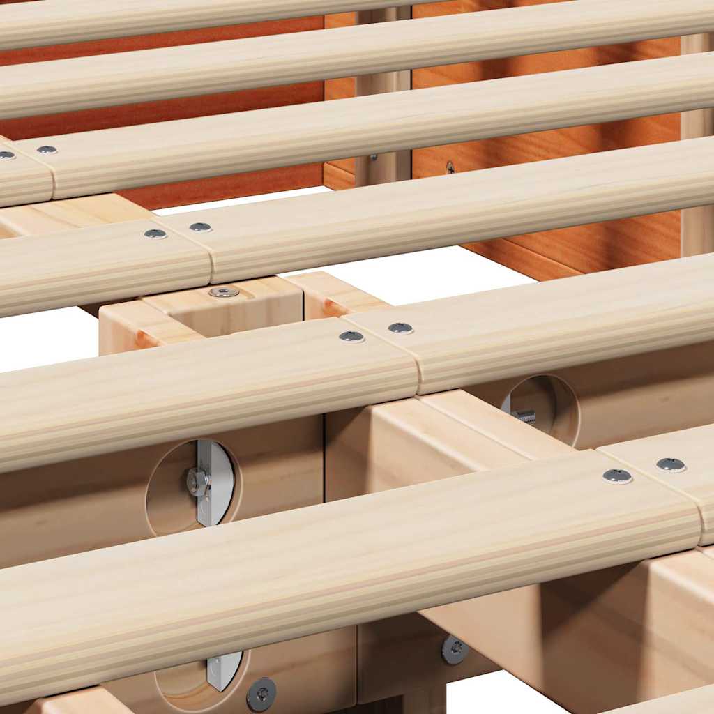 Bed Frame Wax Brown 150 x 200 cm Solid Pine Wood