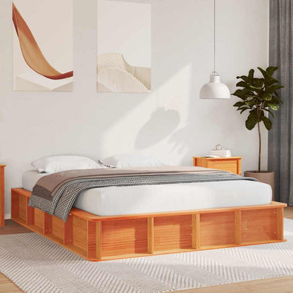 Bed Frame Wax Brown 150 x 200 cm Solid Pine Wood