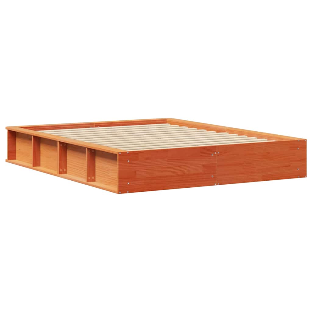 Bed Frame Wax Brown 150 x 200 cm Solid Pine Wood
