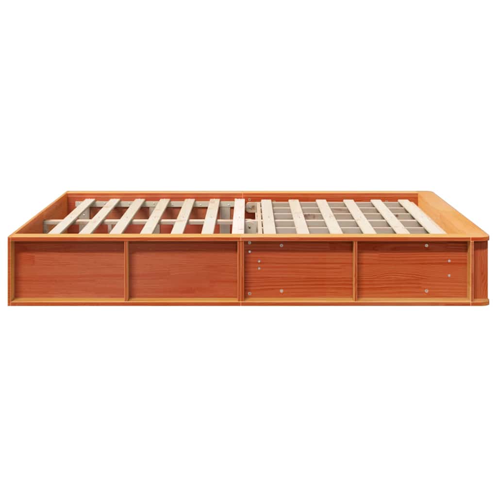 Bed Frame Wax Brown 150 x 200 cm Solid Pine Wood