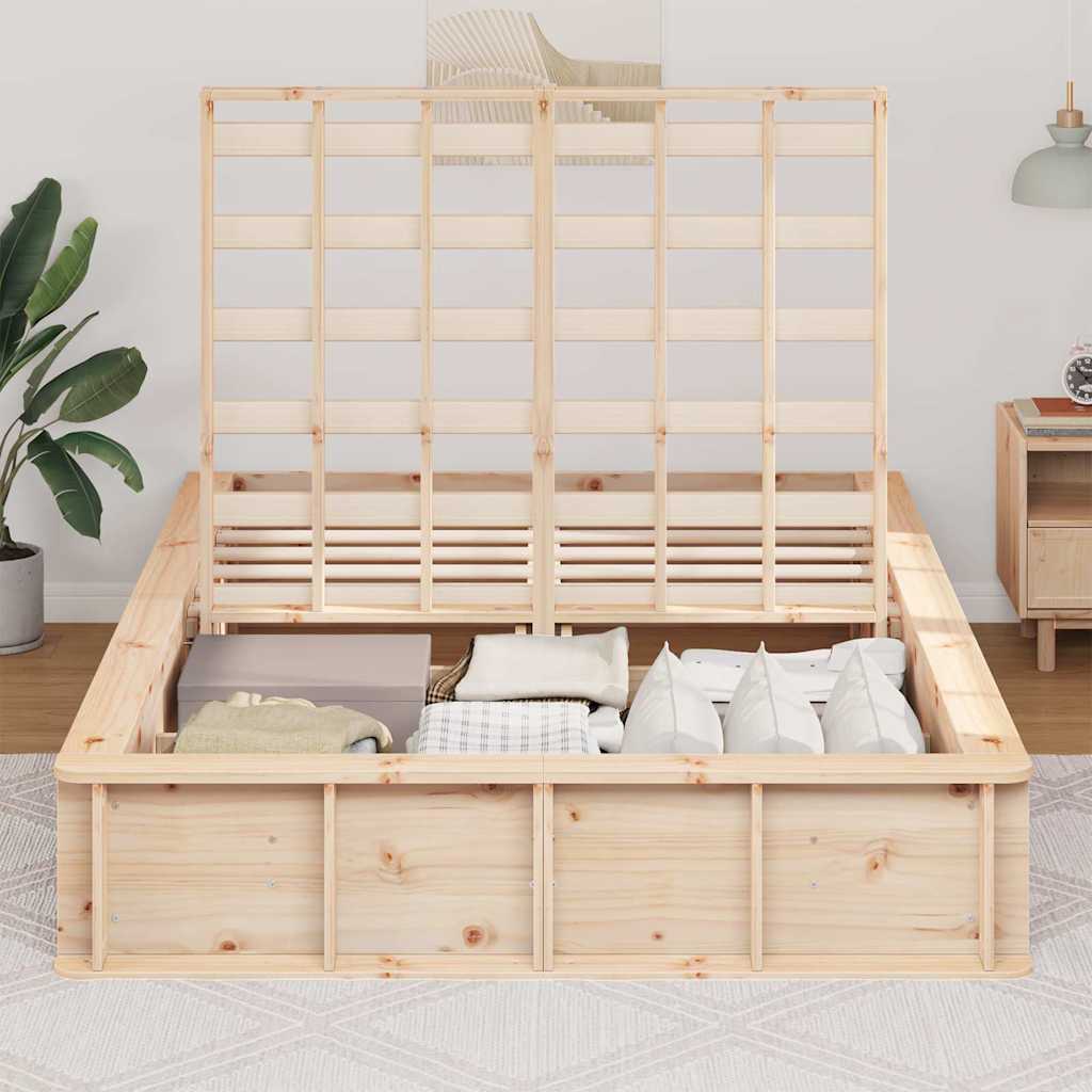 Bed Frame Brown 140 x 200 cm Solid Pine Wood