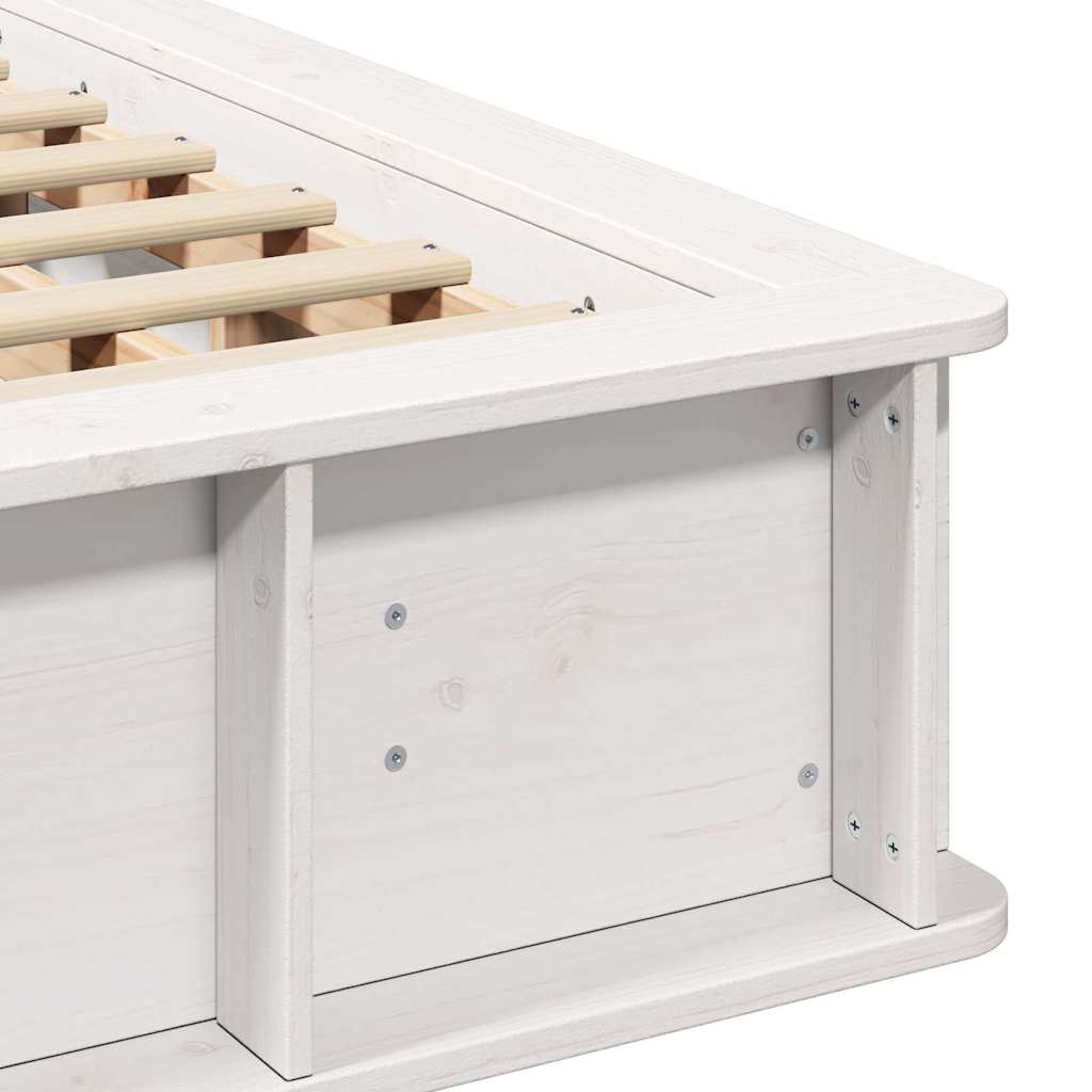Bed Frame White 140 x 200 cm Solid Pine Wood