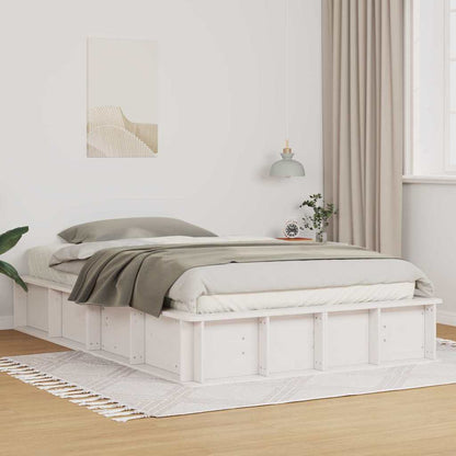 Bed Frame White 140 x 200 cm Solid Pine Wood