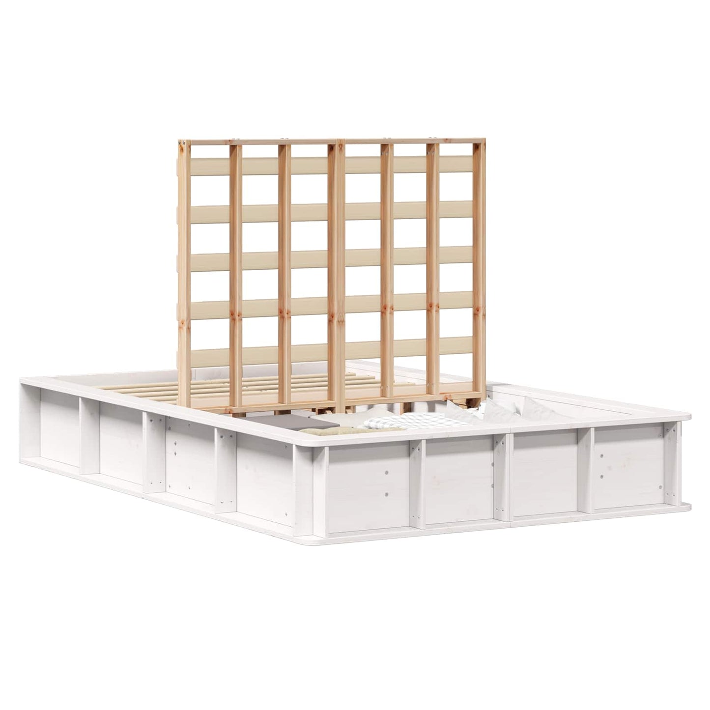 Bed Frame White 140 x 200 cm Solid Pine Wood