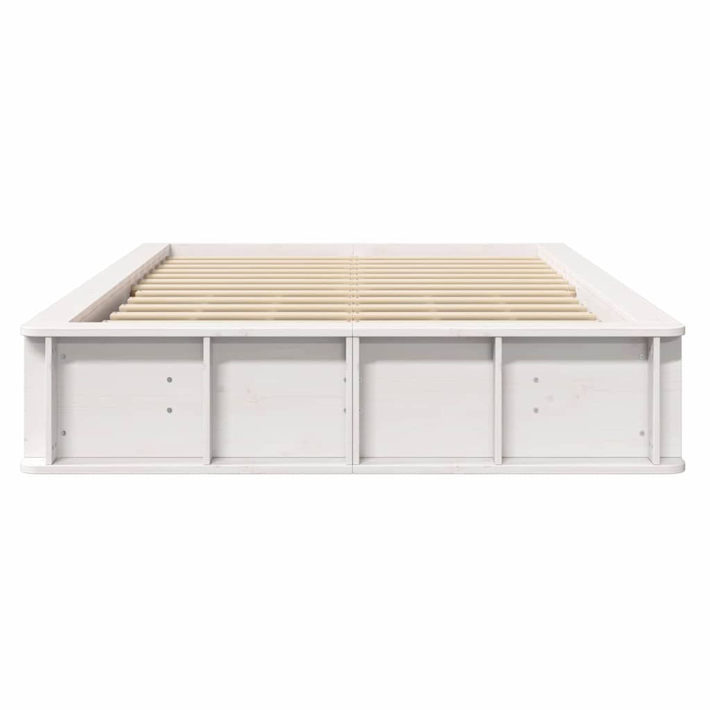 Bed Frame White 140 x 200 cm Solid Pine Wood