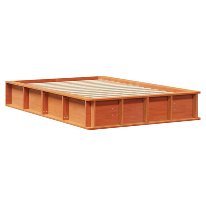 Bed Frame Wax Brown 120 x 200 cm Solid Pine Wood