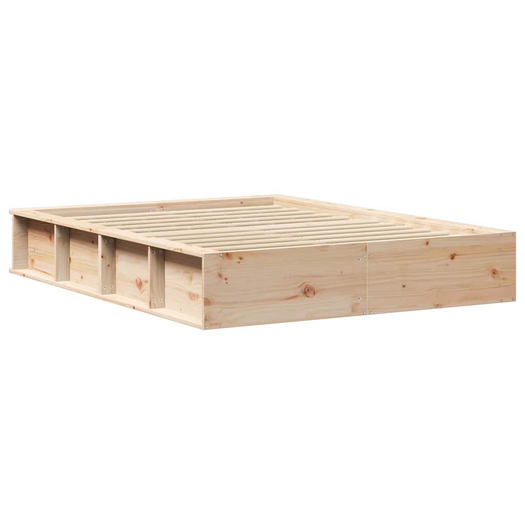 Bed Frame Brown 140 x 190 cm Solid Pine Wood