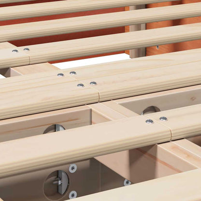 Bed Frame Wax Brown 140 x 190 cm Solid Pine Wood