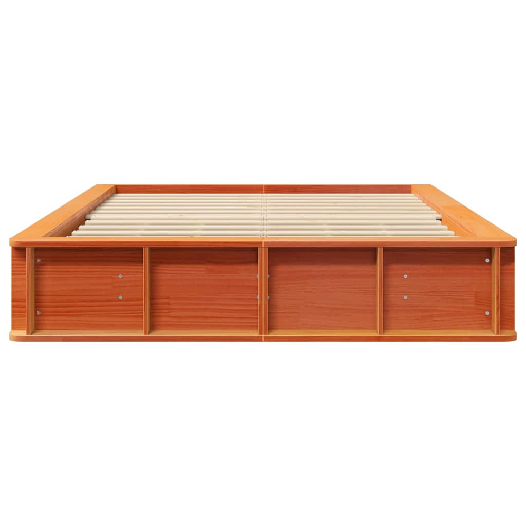 Bed Frame Wax Brown 140 x 190 cm Solid Pine Wood