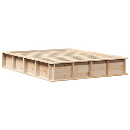 Bed Frame Brown 135 x 190 cm Solid Pine Wood