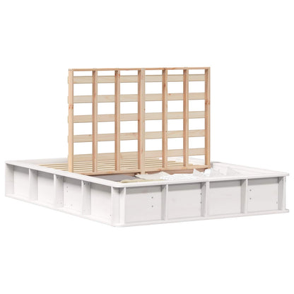 Bed Frame White 135 x 190 cm Solid Pine Wood