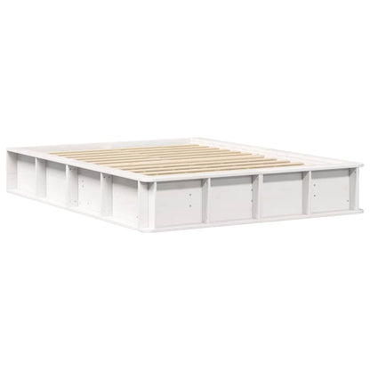Bed Frame White 135 x 190 cm Solid Pine Wood