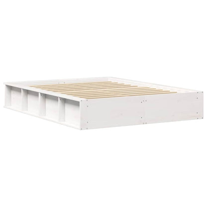 Bed Frame White 135 x 190 cm Solid Pine Wood