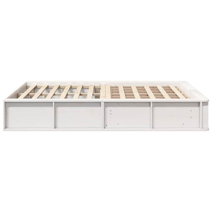 Bed Frame White 135 x 190 cm Solid Pine Wood