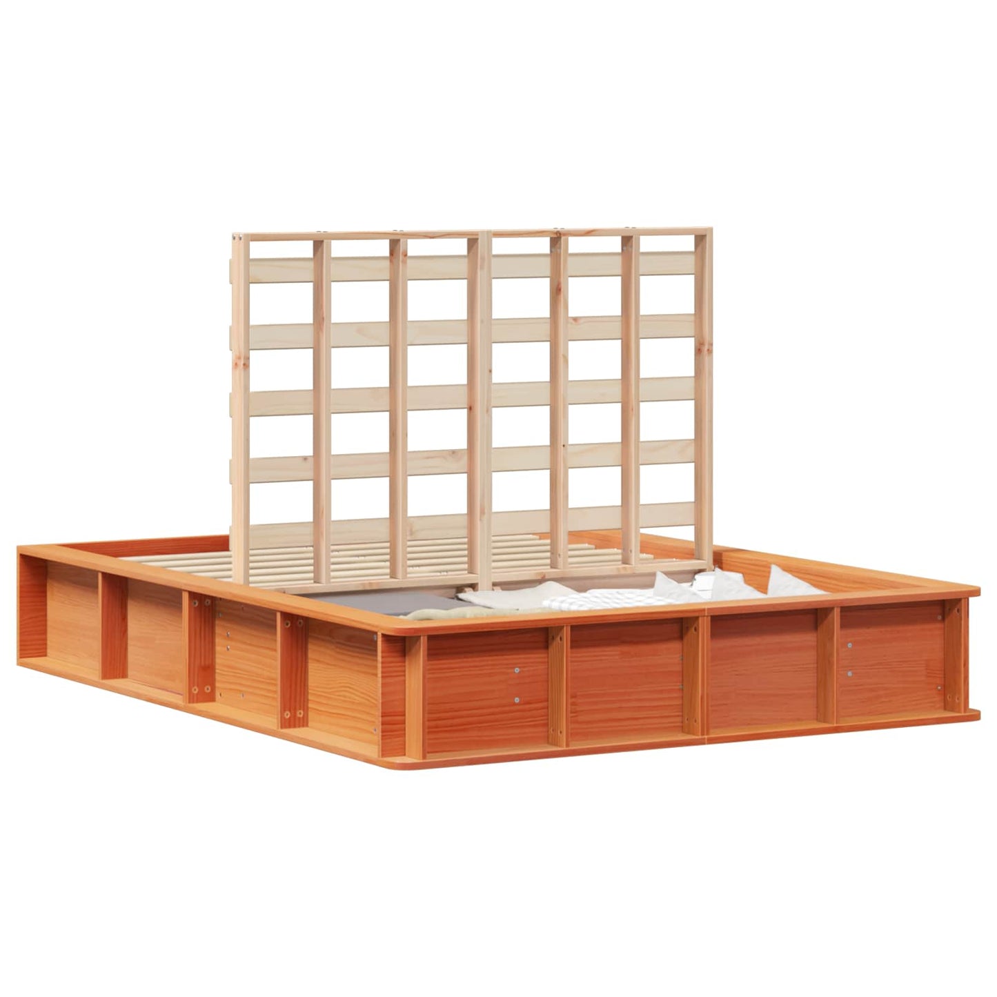 Bed Frame Wax Brown 135 x 190 cm Solid Pine Wood