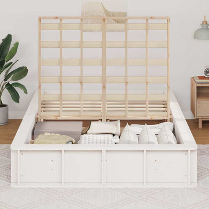 Bed Frame White 120 x 190 cm Solid Pine Wood