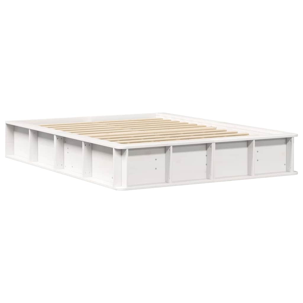 Bed Frame White 120 x 190 cm Solid Pine Wood