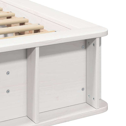 Bed Frame White 100 x 200 cm Solid Pine Wood