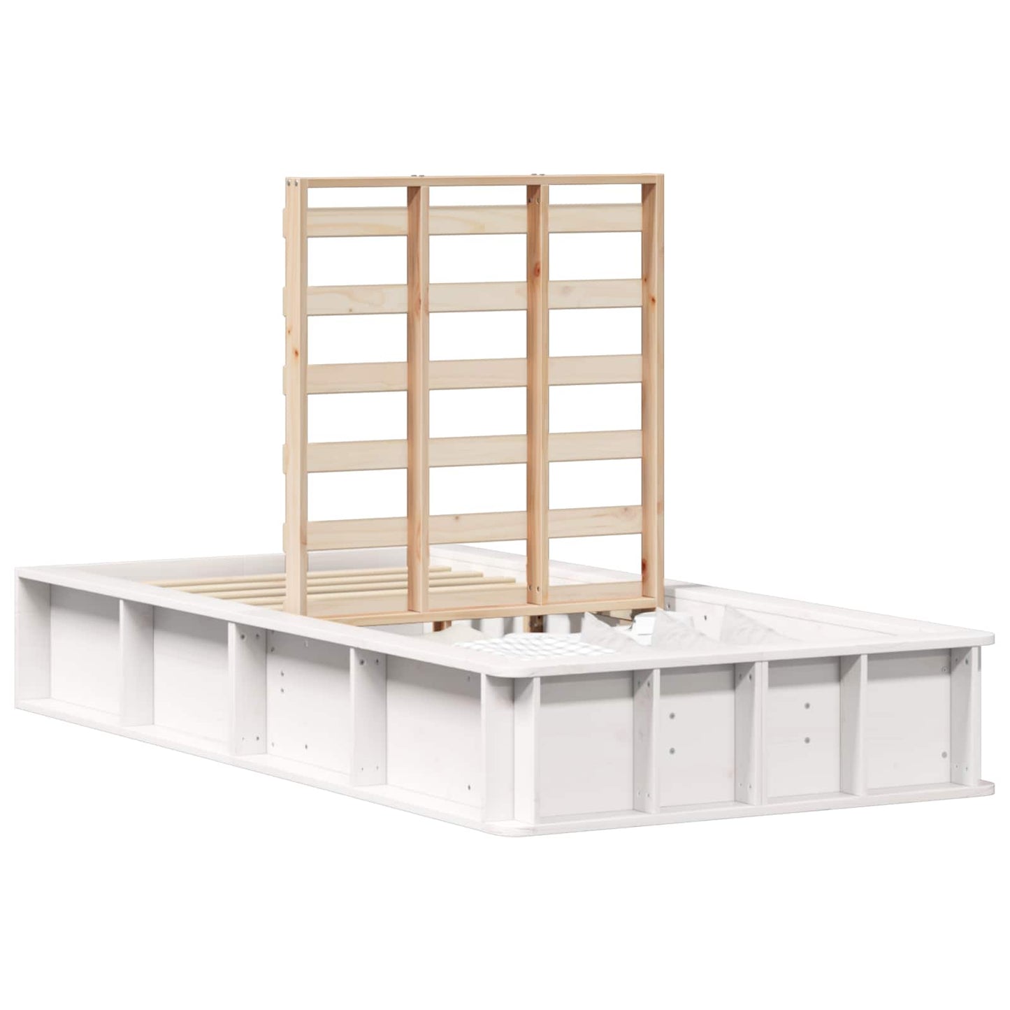 Bed Frame White 100 x 200 cm Solid Pine Wood