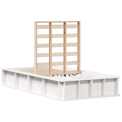 Bed Frame White 100 x 200 cm Solid Pine Wood