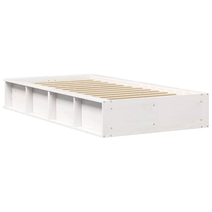 Bed Frame White 100 x 200 cm Solid Pine Wood