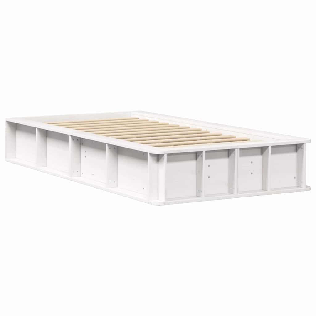 Bed Frame White 90 x 200 cm Solid Pine Wood
