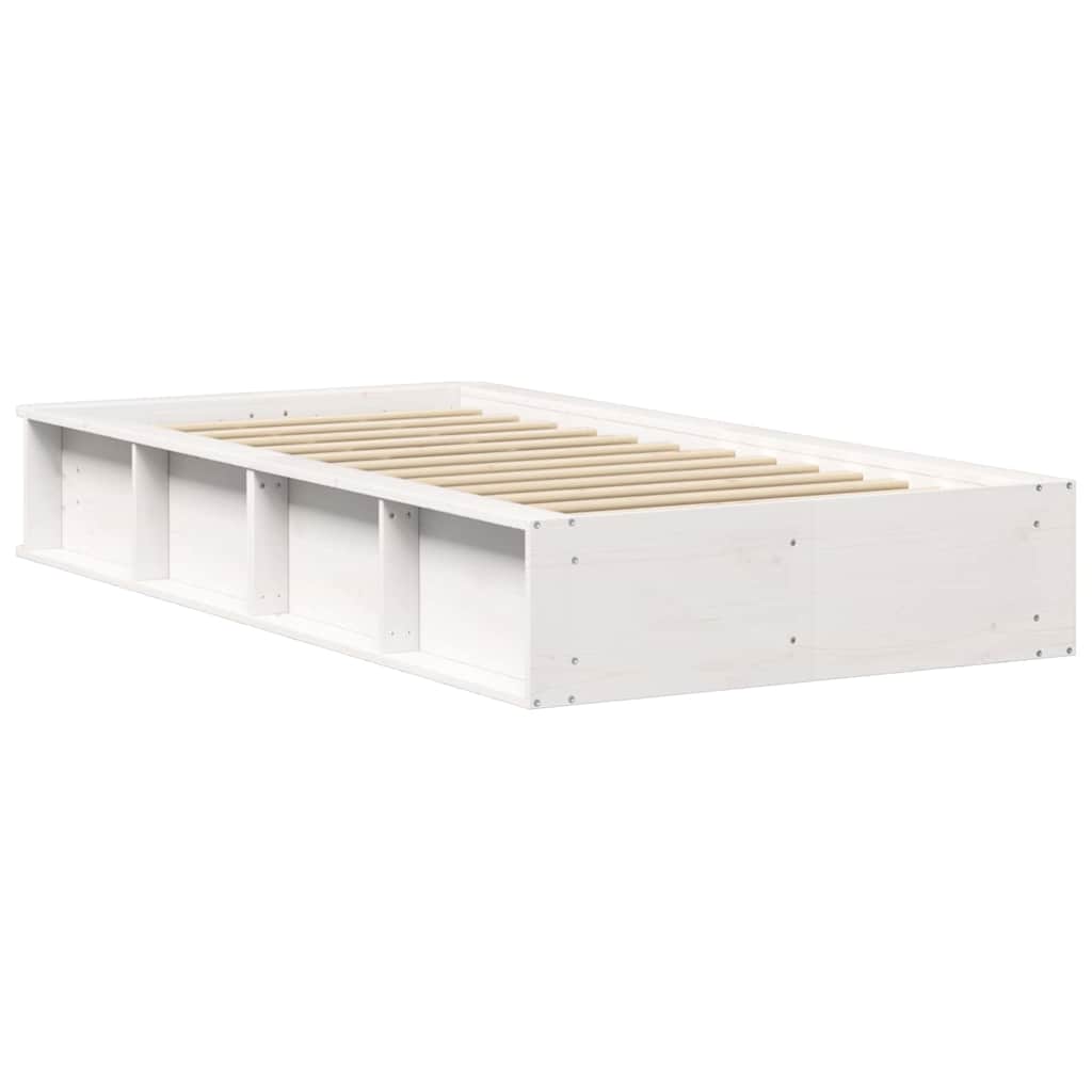 Bed Frame White 90 x 200 cm Solid Pine Wood